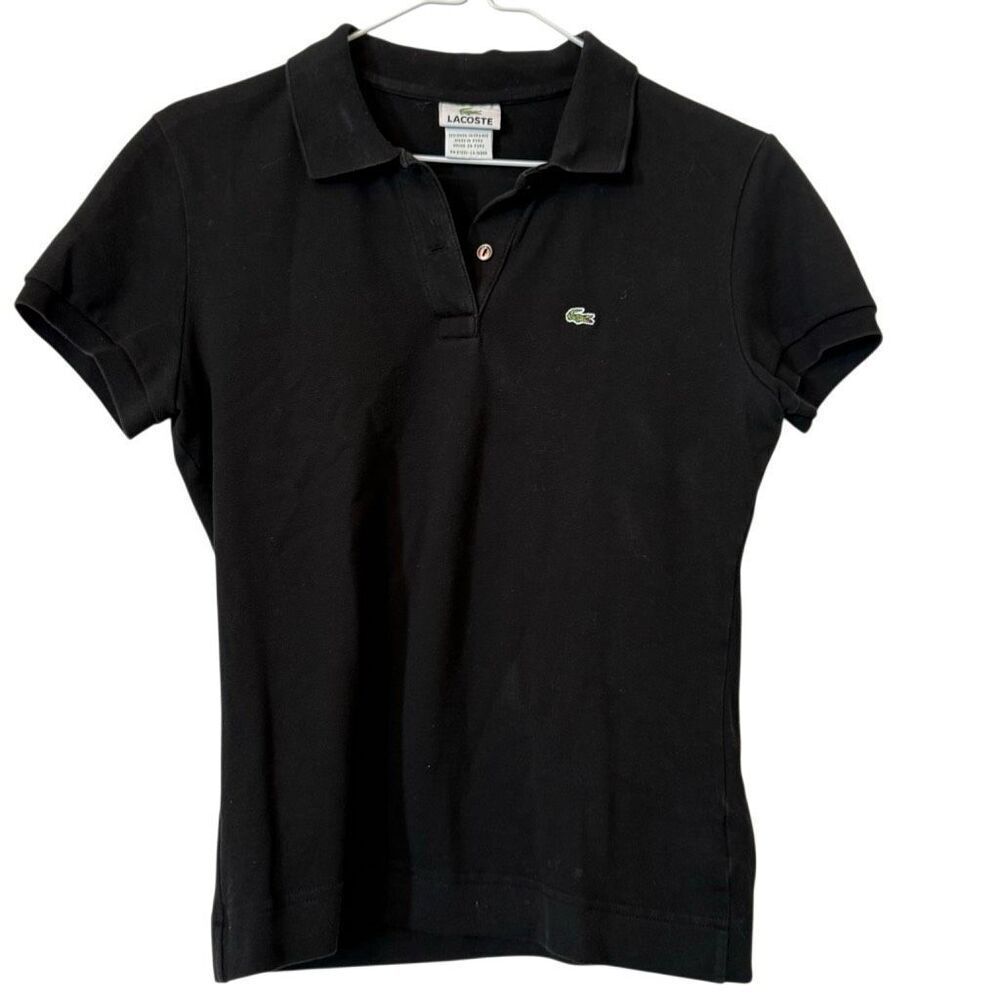 Lacoste Pique Cotton Blend Short Sleeve Golf Polo Shirt Black Size 42
